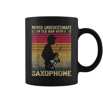 Vintage Never Underestimate An Old Man With A Saxophone Coffee Mug - Seseable