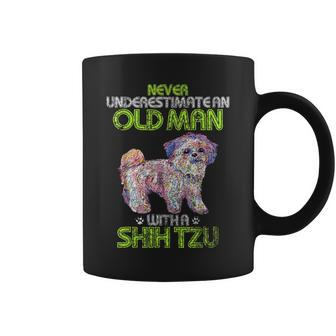 Vintage Never Underestimate An Old Man With A Shih Tzu Funny Gift For Mens Coffee Mug - Seseable