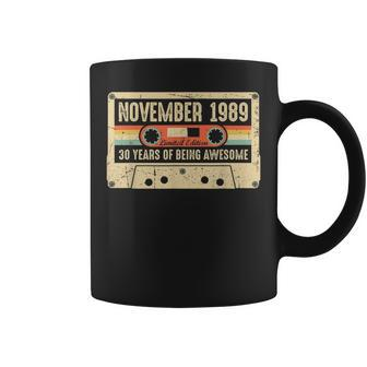 Vintage November 1989 30Th Birthday Retro Cassette Tape Coffee Mug - Thegiftio UK