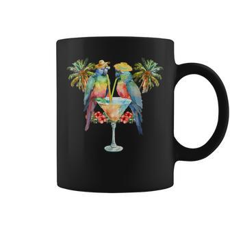 Vintage Parrots Drinking Margarita On Summer Party Bird Coffee Mug