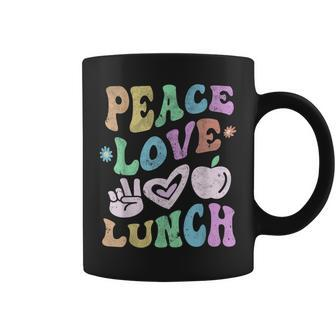 Vintage Peace Love Lunch Lady Retro Cafeteria Groovy Crew Coffee Mug - Thegiftio UK