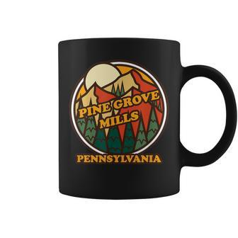 Vintage Pine Grove Mills Pennsylvania Mountain Print Coffee Mug | Mazezy