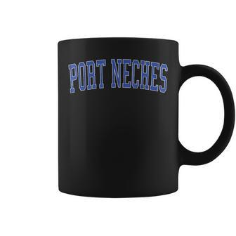 Vintage Port Neches Tx Distressed Blue Varsity Style Coffee Mug | Mazezy