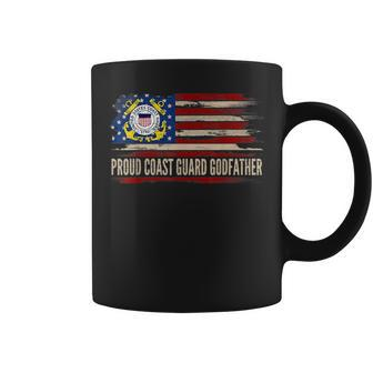 Vintage Proud Coast Guard Godfather American Flag Gift Coffee Mug | Mazezy