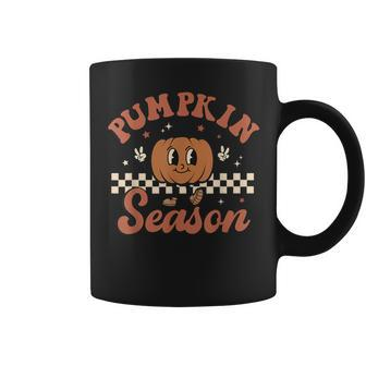 Vintage Pumpkins Spices Season Retro Groovy Fall Halloween Coffee Mug - Monsterry AU