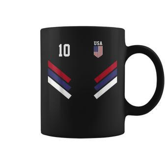 Vintage Retro 10 American Football Usa Flag Soccer Jersey Coffee Mug - Seseable