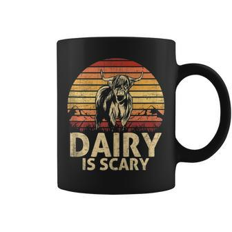 Vintage Retro Dairy Is Scary Funny Lactose Intolerant Vegan Coffee Mug | Mazezy