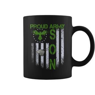 Vintage Retro Flag Proud Army Son Dog Tags Military Gift Coffee Mug | Mazezy