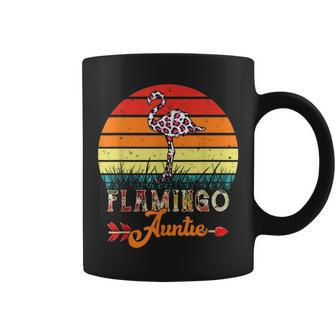 Vintage Retro Flamingo Auntie Flowers Leopard Flamingo Flamingo Funny Gifts Coffee Mug | Mazezy