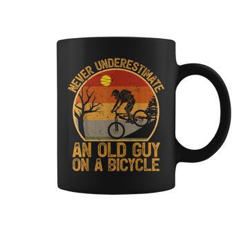 Vintage Retro Never Underestimate An Old Guy On A Bicycle Coffee Mug - Seseable