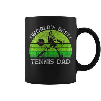 Vintage Retro Worlds Best Tennis Dad Silhouette Sunset Gift Coffee Mug | Mazezy