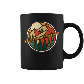 Vintage Saugerties New York Mountain Hiking Souvenir Print Coffee Mug | Mazezy