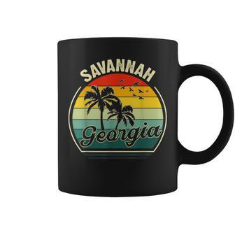 Vintage Savannah Beach Georgia Summer Vacation Sunset Palm Georgia Gifts And Merchandise Funny Gifts Coffee Mug | Mazezy