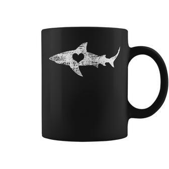 Vintage Shark Silhouette Hammerhead Shark Tiger Shark Heart Coffee Mug | Mazezy