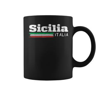 Vintage Sicilia Italia Sicily Italian Flag Italy Souvenir Coffee Mug | Mazezy