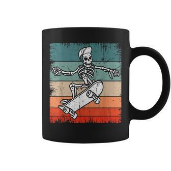 Vintage Skateboarding Skeleton Retro Halloween Skateboard Skateboarding Funny Gifts Coffee Mug | Mazezy