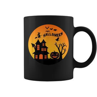 Vintage Spooky House Witch Bats Pumpkin Halloween Costume Pumpkin Funny Gifts Coffee Mug | Mazezy