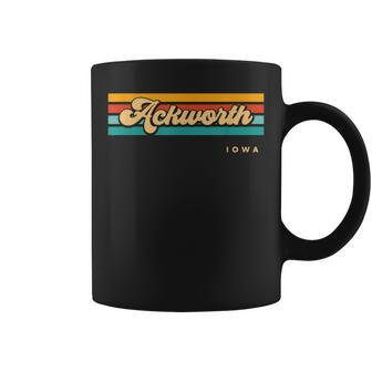 Vintage Sunset Stripes Ackworth Iowa Coffee Mug | Mazezy