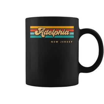 Vintage Sunset Stripes Adelphia New Jersey Coffee Mug | Mazezy