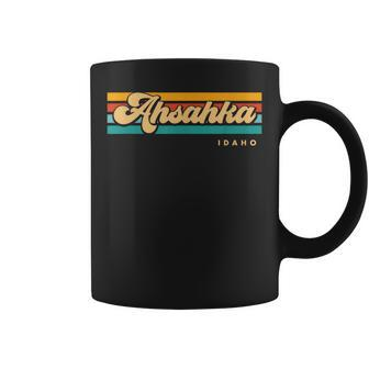 Vintage Sunset Stripes Ahsahka Idaho Coffee Mug | Mazezy
