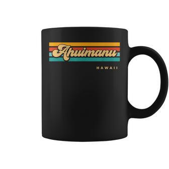 Vintage Sunset Stripes Ahuimanu Hawaii Coffee Mug | Mazezy