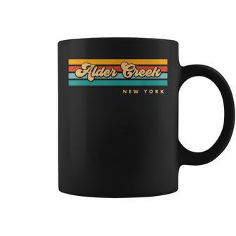 Vintage Sunset Stripes Alder Creek New York Coffee Mug | Mazezy