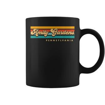 Vintage Sunset Stripes Amity Gardens Pennsylvania Coffee Mug | Mazezy