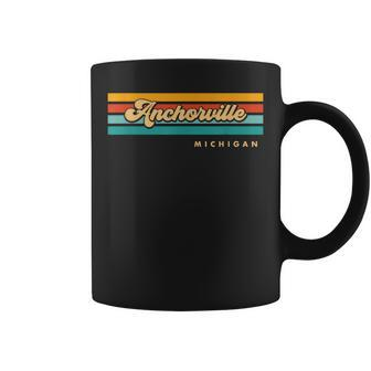 Vintage Sunset Stripes Anchorville Michigan Coffee Mug | Mazezy