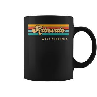 Vintage Sunset Stripes Arbovale West Virginia Coffee Mug | Mazezy