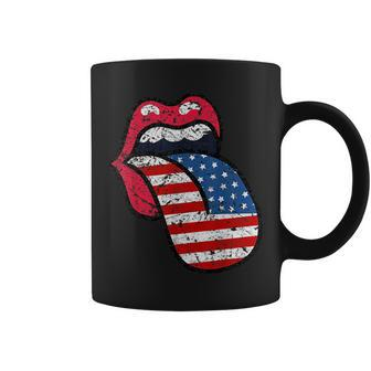 Vintage Tongue Lips American Flag 4Th Of July Proud Tie Dye Coffee Mug | Mazezy