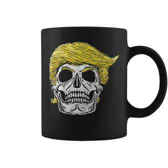 Vintage Trump Hair Skull Funny Halloween Graphic Halloween Funny Gifts Coffee Mug | Mazezy