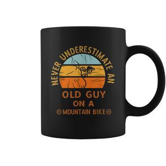 Vintage Never Underestimate An Old Guy On A Mountain Bike Coffee Mug - Seseable