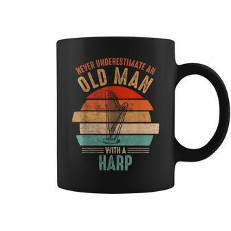 Vintage Never Underestimate An Old Man With A Harp Coffee Mug - Seseable