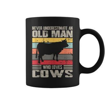 Vintage Never Underestimate An Old Man Who Loves Cows Cute Coffee Mug - Seseable