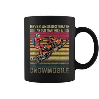 Vintage Never Underestimate An Old Man With A Snowmobile Coffee Mug - Seseable