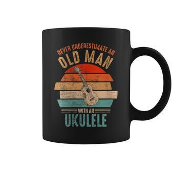 Vintage Never Underestimate An Old Man With An Ukulele Coffee Mug - Seseable