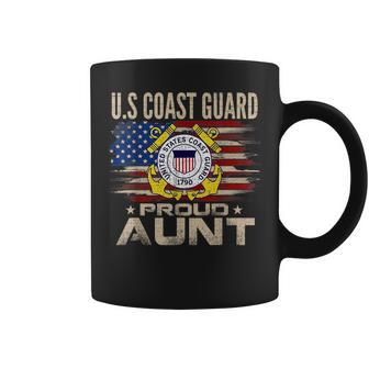 Vintage Us Coast Guard Proud Aunt With American Flag Coffee Mug | Mazezy