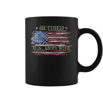Vintage Usa American Flag Proud Retired Us Army Veteran Wife Coffee Mug | Mazezy