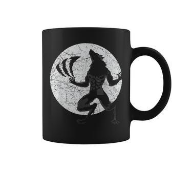 Vintage Werewolf Full Moon Howling Wolf Scary Halloween Gifts For Wolf Lovers Funny Gifts Coffee Mug | Mazezy