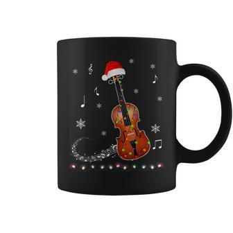 Violin Instrument Santa Hat Christmas Lights Xmas Coffee Mug | Mazezy