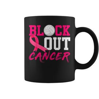 Volleyball Breast Cancer Awareness Block Out Cancer Coffee Mug - Monsterry