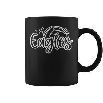 Volleyball Eagle School Sports Fan Team Spirit Coffee Mug | Mazezy
