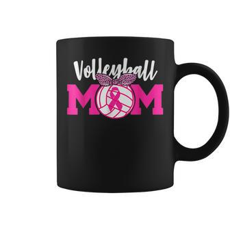 Volleyball Mom Pink Ribbon Breast Cancer Awareness Fighters Coffee Mug | Mazezy UK