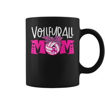 Volleyball Mom Pink Ribbon Breast Cancer Awareness Fighters Coffee Mug - Seseable