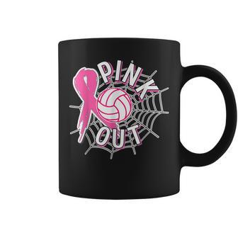 Volleyball Pink Out Pink Ribbon Breast Cancer Awareness Coffee Mug - Seseable