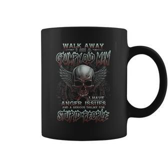 Walk Away I Am A Grumpy Old Man I Have Anger Issues Skull Coffee Mug | Mazezy