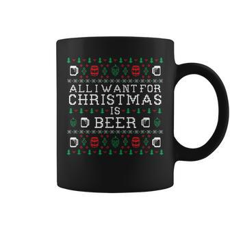 All I Want For Christmas Is Beer Ugly Sweater Coffee Mug | Mazezy