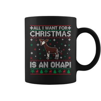 All I Want For Christmas Is An Okapi Ugly Xmas Sweater Coffee Mug | Mazezy