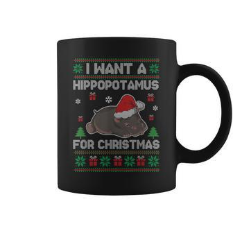 I Want A Hippopotamus For Christmas Ugly Xmas Sweater Hippo Coffee Mug | Mazezy