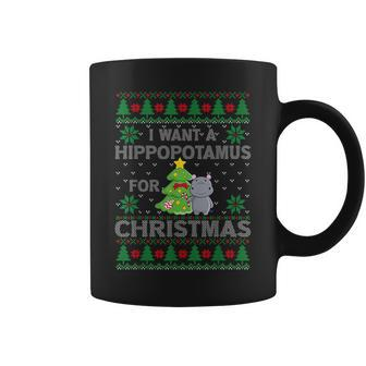 I Want A Hippopotamus For Christmas Xmas Hippo Ugly Sweater Coffee Mug | Mazezy